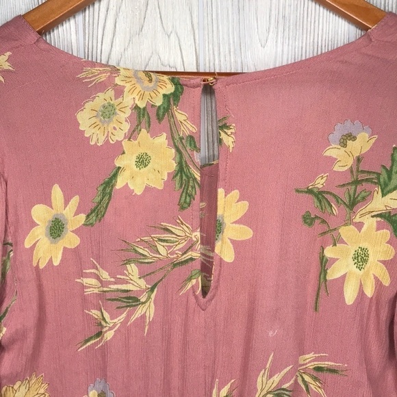 Hint of Blush Pink Floral Long Sleeve Dress NWT Large - Picture 2 of 10